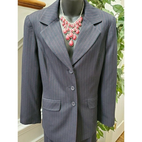 Evan Picone Women Black Lined Polyester Long Sleeve Blazer & Pant 2Piece Suit 10 - Picture 2 of 16